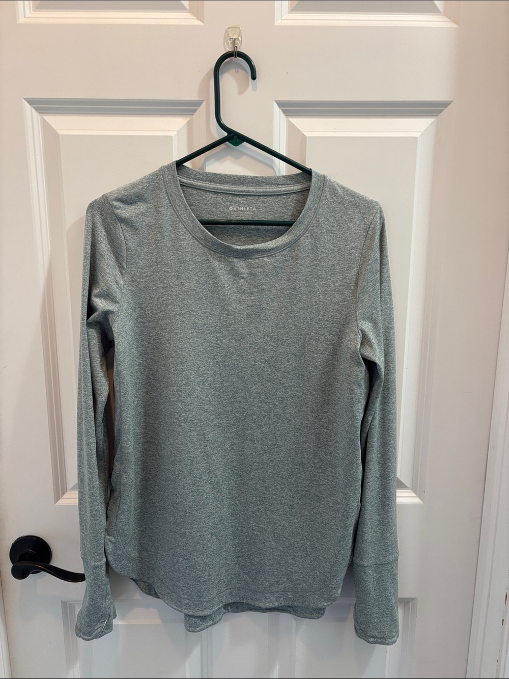 Athleta Heather Green Long Sleeve Crew Top